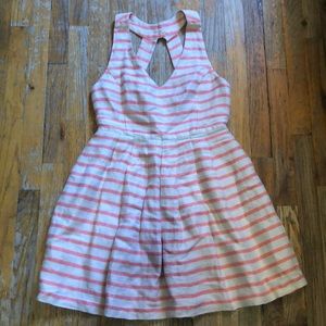 Banana Republic Women's Tan & Orange Striped Sleeveless Dress